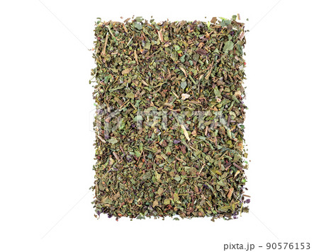 Mix of italian herbs isolated on white background with copy space for text or images. Spices, packaging concept. Close-up shot. 90576153