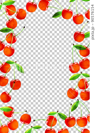 櫻桃框架的夏天問候明信片紅色 90576154