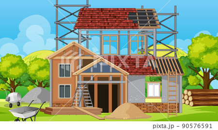 House construction site scene House construction site scene 90576591