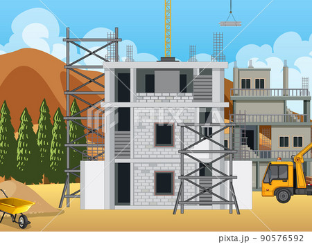 Scene of building construction site Scene of building construction site 90576592