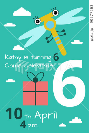 Kid birthday invitation template. Funny child party 90577263