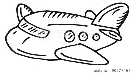 Plane sketch in baby drawing style. Toy airplane 90577467