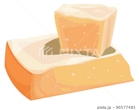 Hard cheese icon. Cartoon parmesan. Tasty cheddar 90577485