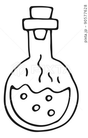 Chemical flask glass line icon. Magic potion Chemical flask glass line icon. Magic potion 90577628