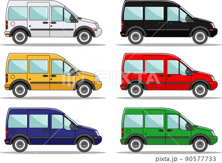 Set of six colored cars isolated on white background in flat style Set of six colored cars isolated on white background in flat style 90577733