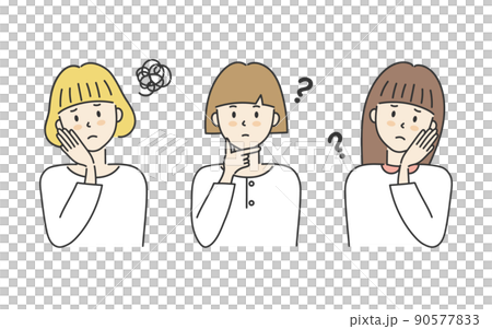Illustration set of a troubled young woman - Stock Illustration ...