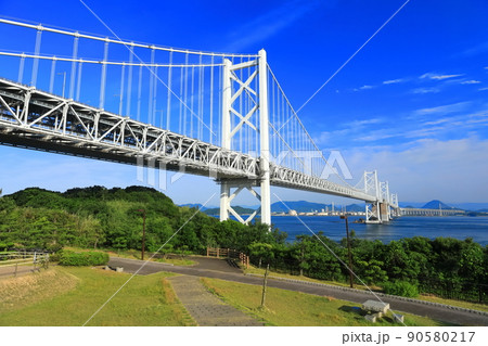【香川県】晴天の瀬戸大橋(南備讃瀬戸大橋と北備讃瀬戸大橋) 【香川県】晴天の瀬戸大橋(南備讃瀬戸大橋と北備讃瀬戸大橋) 90580217