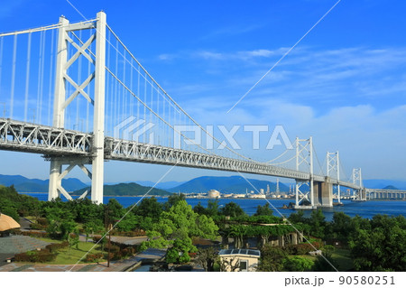 【香川県】晴天の瀬戸大橋(南備讃瀬戸大橋と北備讃瀬戸大橋) 【香川県】晴天の瀬戸大橋(南備讃瀬戸大橋と北備讃瀬戸大橋) 90580251
