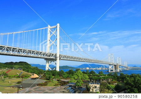【香川県】晴天の瀬戸大橋(南備讃瀬戸大橋と北備讃瀬戸大橋) 【香川県】晴天の瀬戸大橋(南備讃瀬戸大橋と北備讃瀬戸大橋) 90580258