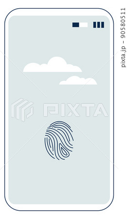 Phone screen protected with fingerprint scanner. Privacy icon Phone screen protected with fingerprint scanner. Privacy icon 90580511