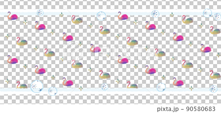 Seamless pattern material, illustration, background transparent of winter swan lake motif Seamless pattern material, illustration, background transparent of winter swan lake motif 90580683