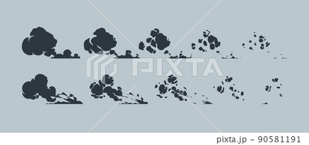 Run dust effect. Cartoon fast move smoke trace animation kit, steam motion 2D game sprite asset. Vector speed comic movement spritesheet Run dust effect. Cartoon fast move smoke trace animation kit, steam motion 2D game sprite asset. Vector speed comic movement spritesheet 90581191