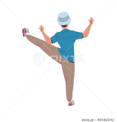 Man Character Practicing Tai Chi and Qigong Exercise as Internal Chinese Martial Art Back View Vector Illustration 90582242