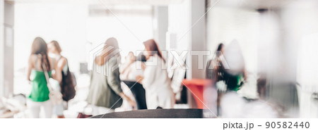 Blured image of businesspeople at coffee break at conference meeting. 90582440