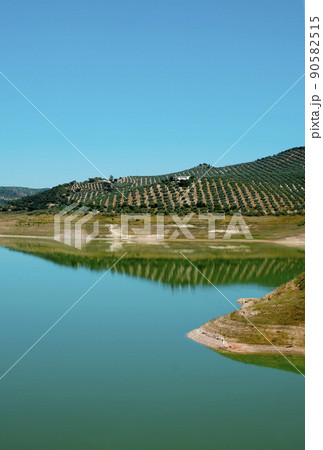 detail of the Iznajar reservoir, in Andalusia, Spain 90582515