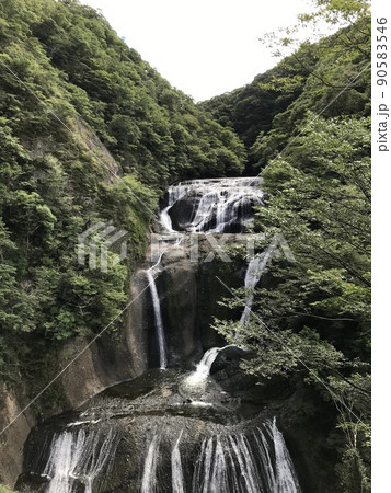 第一観瀑台より眺めた日本三大名瀑の袋田の滝 第一観瀑台より眺めた日本三大名瀑の袋田の滝 90583546