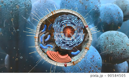 Cell structure and components, mitochondria, nucleus and cytoplasm 90584505