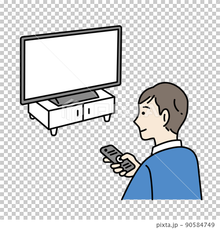 Illustration of a man watching tv 90584749