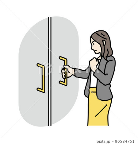 ドアを開ける女性のイラスト 90584751