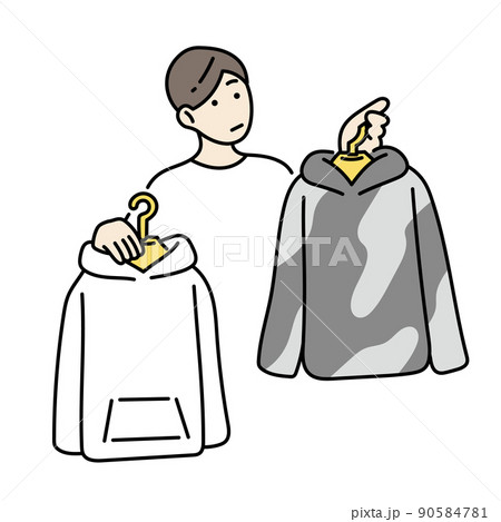 服を選ぶ男性のイラスト 90584781
