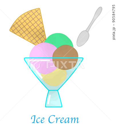 アイスクリームの水彩風アイコン  90584795
