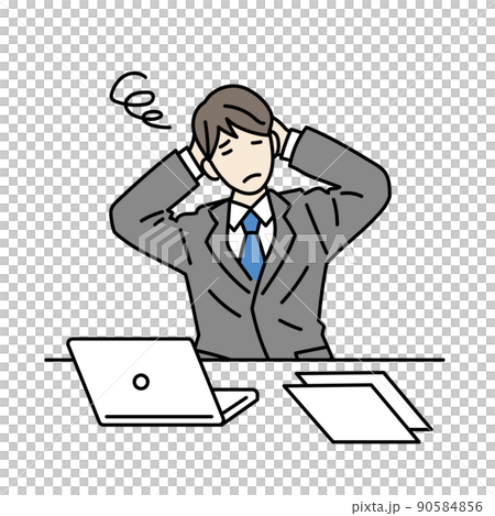 不努力工作的男性商務人士的插圖 90584856