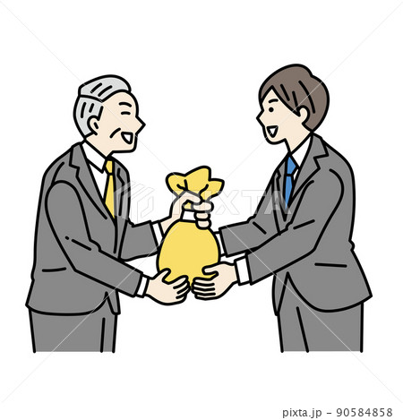 ボーナスを受け取る男性ビジネスパーソンのイラストのイラスト素材