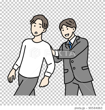 背中を押す男性ビジネスパーソンのイラスト 90584863