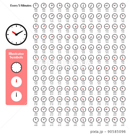 時計 シンプル 5分刻み シンボル編集可能のイラスト素材 [90585096