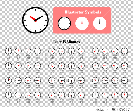 Clock Simple 15-minute symbol editable 90585097