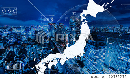 スマートシティ、デジタル社会のイメージ　5Gテクノロジー背景 90585252