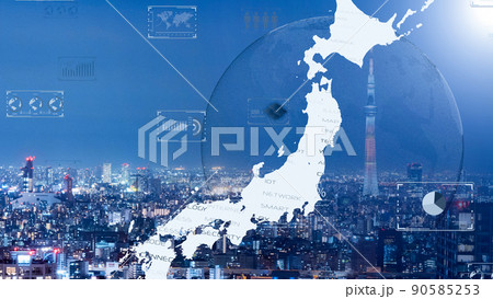 スマートシティ、デジタル社会のイメージ　5Gテクノロジー背景 90585253