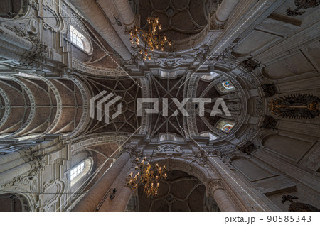 Brussels City Center, Brussels Capital Region - Belgium - View of the decorated ceiling of the House of compassion 90585343