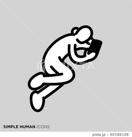 シンプルな人間のアイコンシリーズ　「スマホを見る人」 90586108