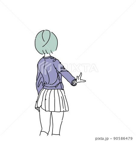 別れを告げる女の子のイラストのイラスト素材