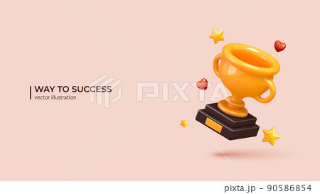 Realistic 3d design of Golden champion cup. Vector illustration Realistic 3d design of Golden champion cup. Vector illustration 90586854
