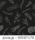 Seamless pattern flowers and leaves 90587176