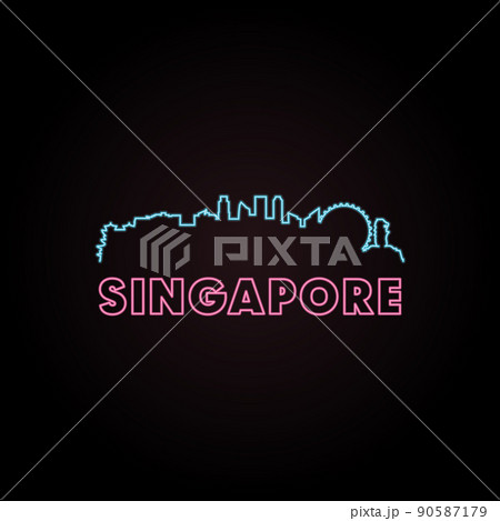 Singapore skyline neon Singapore skyline neon 90587179