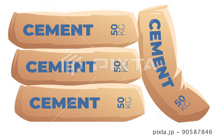 Cement sack stack. Construction material package cartoon icon 90587846