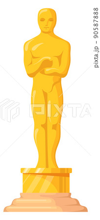 Golden cinema trophy. Best movie award. Cartoon icon 90587888