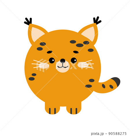 Circle lynx forest animal face with paws icon isolated on white background. 90588275