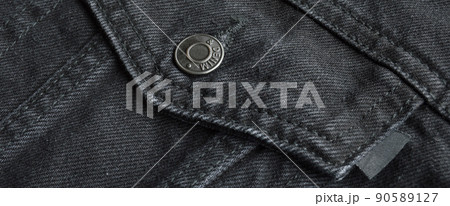 Black jeans denim coat jacket, pocket and buttom detail Black jeans denim coat jacket, pocket and buttom detail 90589127