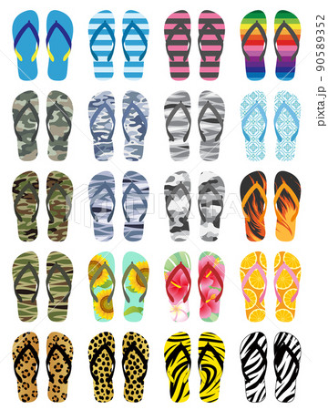 ビーチサンダル　セット　白背景 90589352