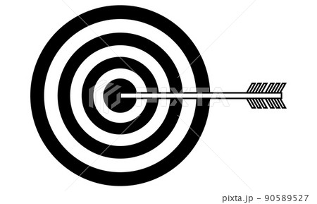 Hand drawn target with an arrow hitting the...のイラスト素材 [90589527] - PIXTA