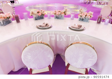 Table set for wedding or another catered event dinner 90591474