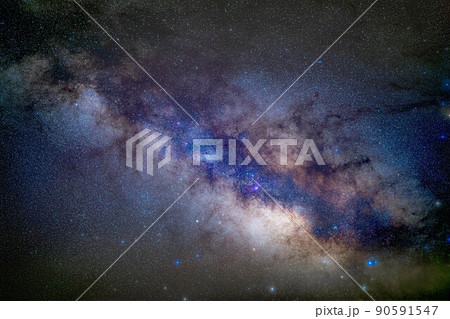 【天の川素材】御嶽山と天の川【岐阜県】 90591547