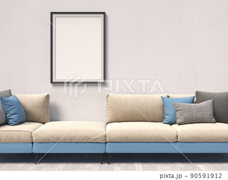 Mock up poster frames with blue sofa Mock up poster frames with blue sofa 90591912