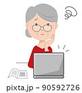 ネットをしていて、トラブルで困っている高齢者 90592726
