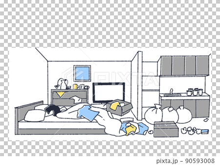 とても散らかっている部屋　怠惰な習慣の結果 90593008