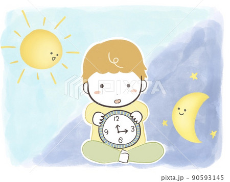 子どもと体内時計のイメージイラスト 90593145